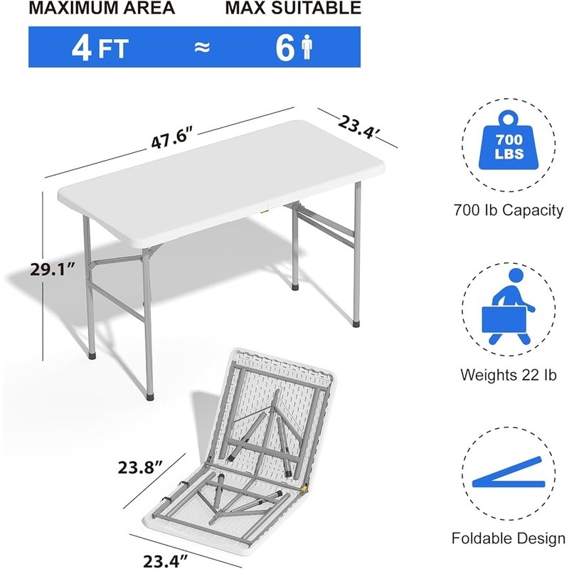 Heavy Duty Folding Table Portable Picnic Table 700lb Capacity Event Use