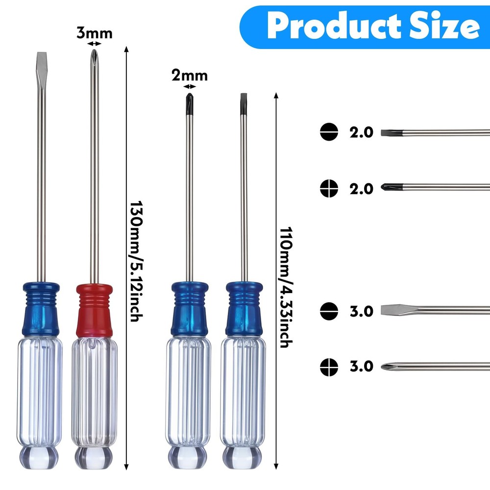 4PCS Small Screwdriver Tool Flat Head and Phillips, Small Screwdriver Set, St...
