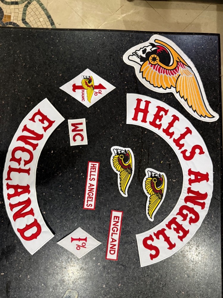 Hells Angels Style England Patch Set Full Biker Back Patch Skull Wings MC Set