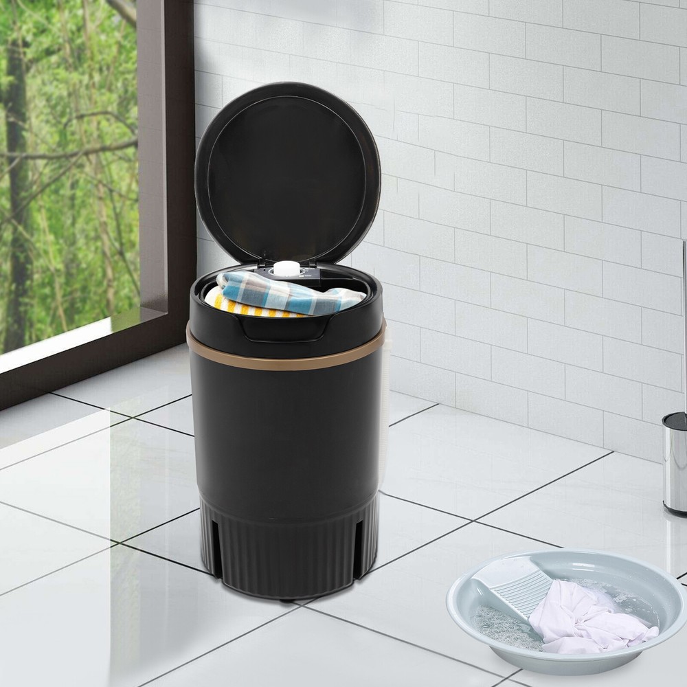 Mini Washing Machine Washer with Drainage Basket Multi-Functional Black Portable