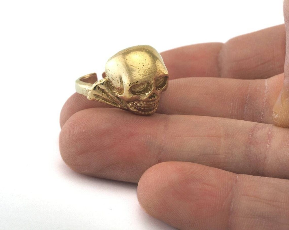 Skull Ring Adjustable Ring Raw brass (17mm 7US inner size) 749 ring30