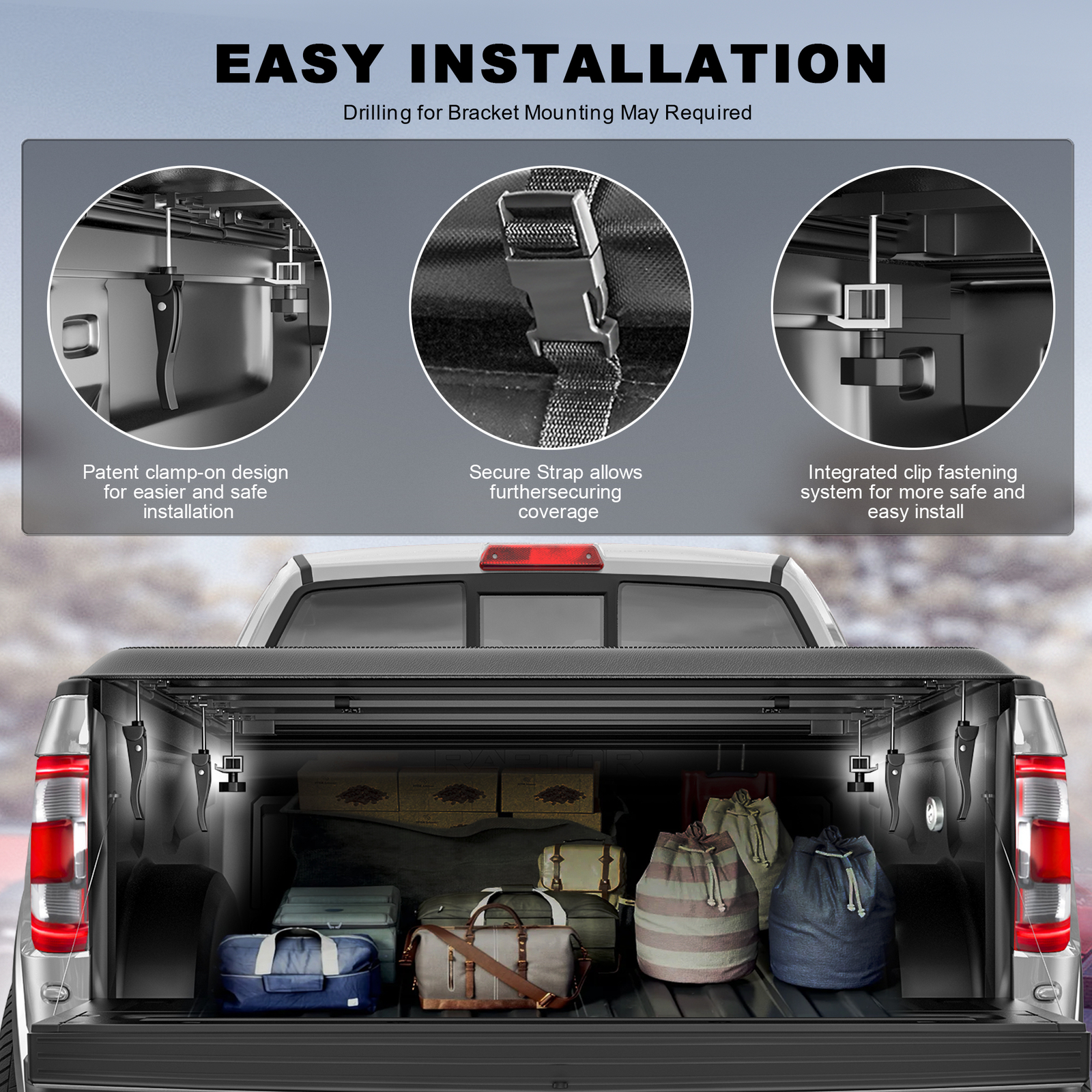 Tri-Fold 5.8FT Truck Bed Tonneau Cover For 07-13 Chevy Silverado GMC Sierra 1500