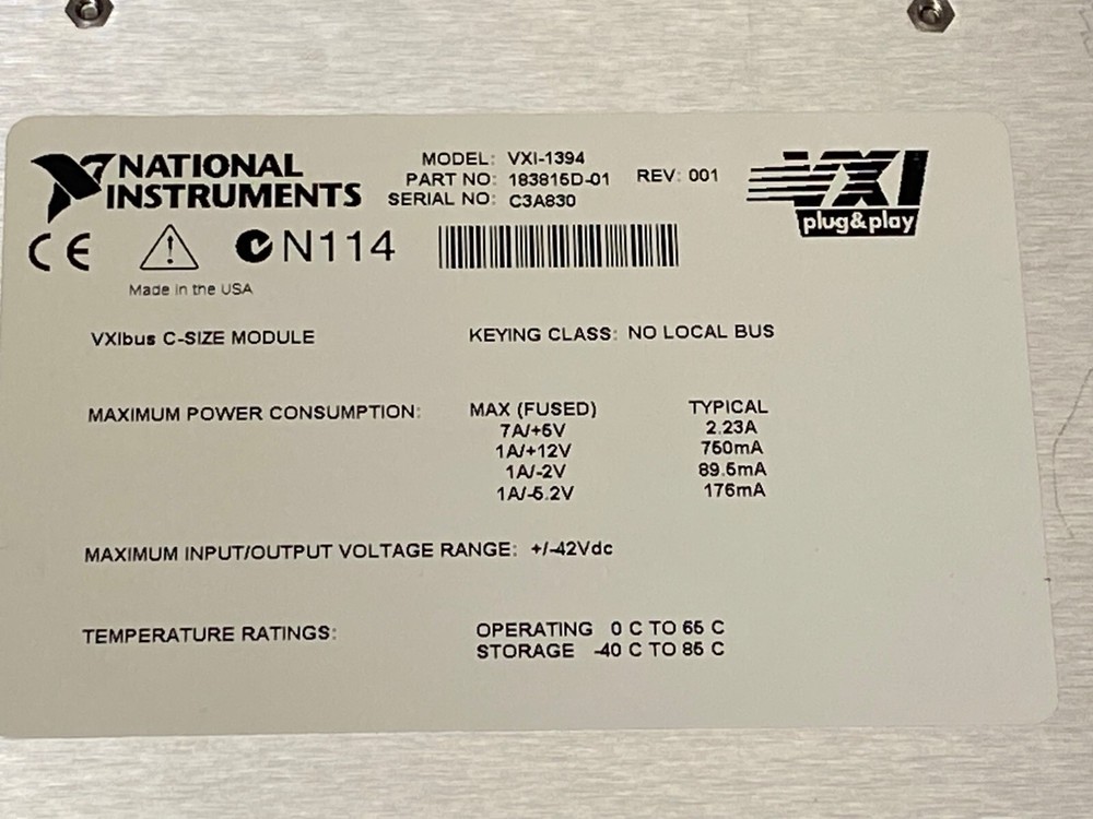 NATIONAL INSTRUMENTS VXI-1394 C-SIZE MODULE