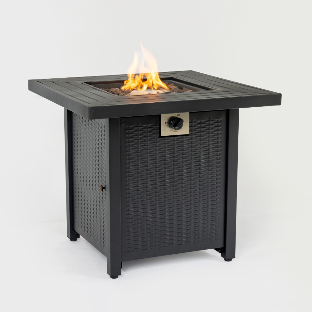 Propane Fire Pit Table with Waterproof Cover and Adjustable Flame