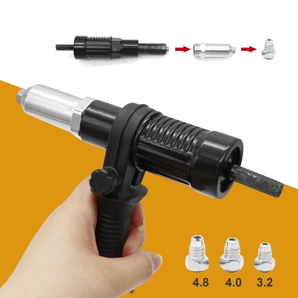 Vkinman Pop Rivet Gun Tool Drill Attachment Power normal, Black