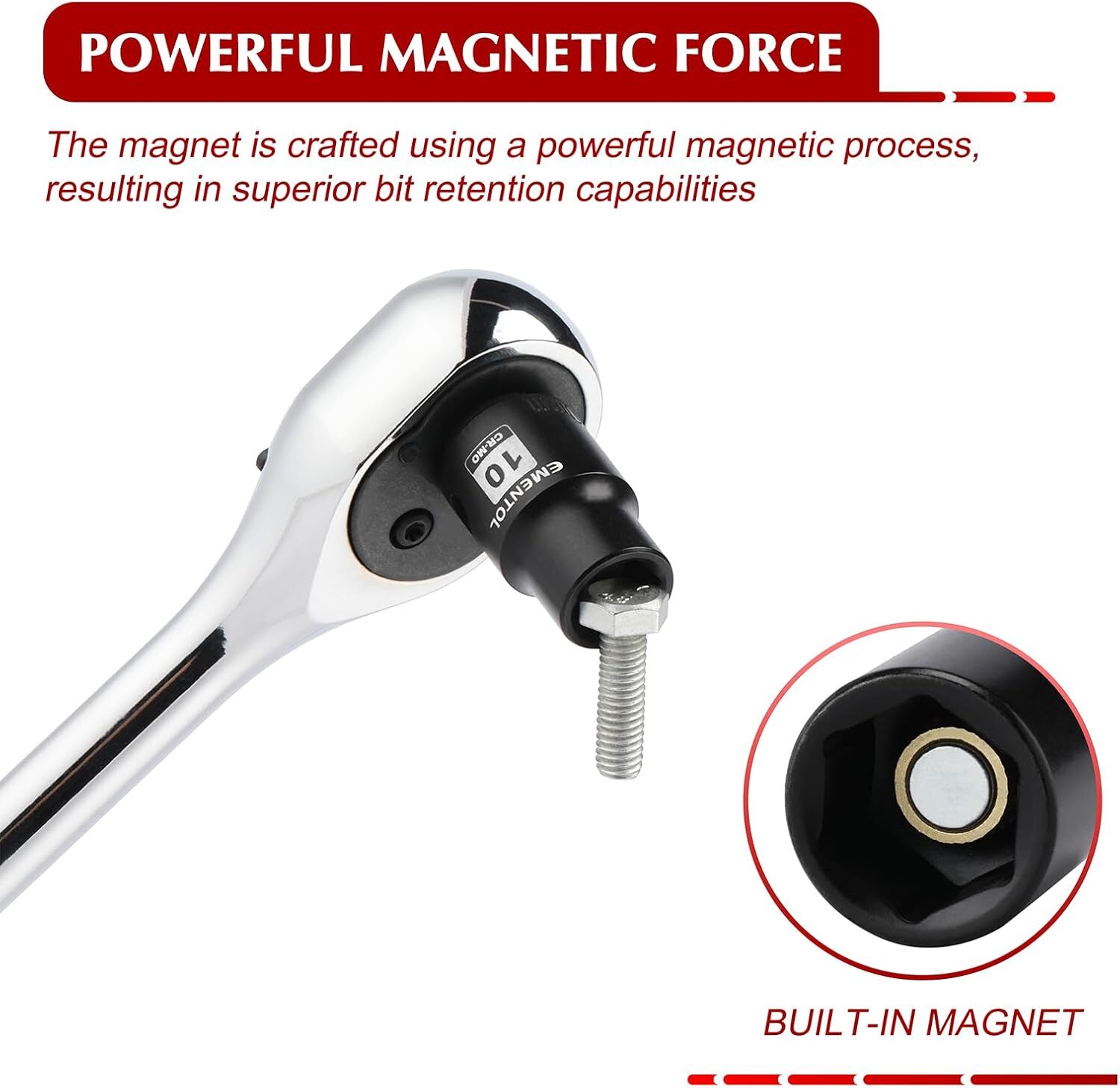 19PCS 1/4 " Drive Magnetic Impact Socket Set 4-15mm 6 Point Shallow Cr-Mo