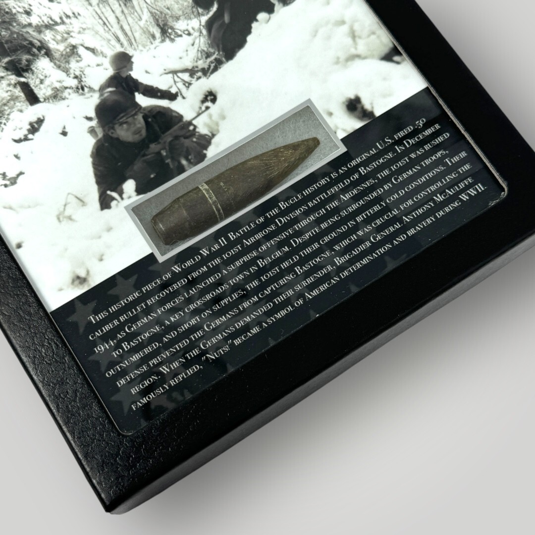WWII Battle of the Bulge Bastogne Ardennes 1944-45 Military Gift Display COA