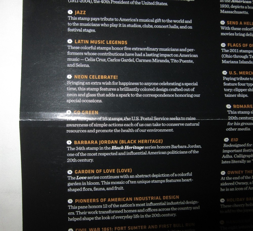 2011 US Stamp comprehensive issue Poster 11" x 32" every postage issue