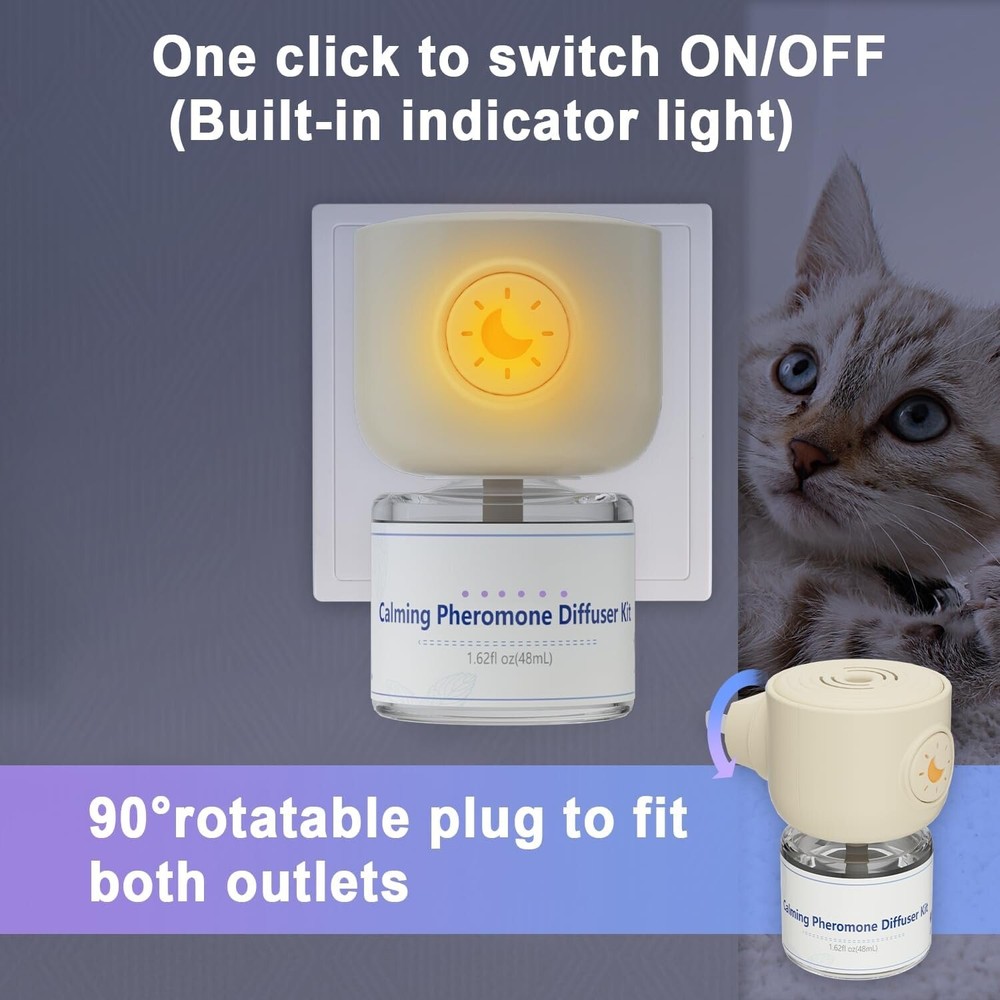Cat Pheromones Calming Diffuser, 2 in 1 Cat Calming Starter Kit (Diffuser Head +