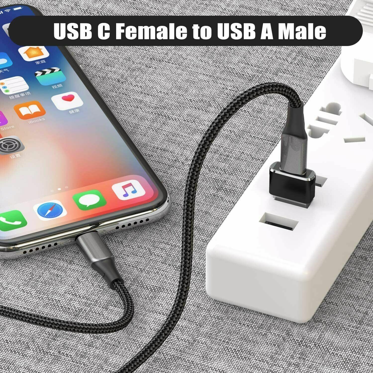 4 PACK USB to USB C Adapter Type-C Female to A Male OTG Converter Car Charger