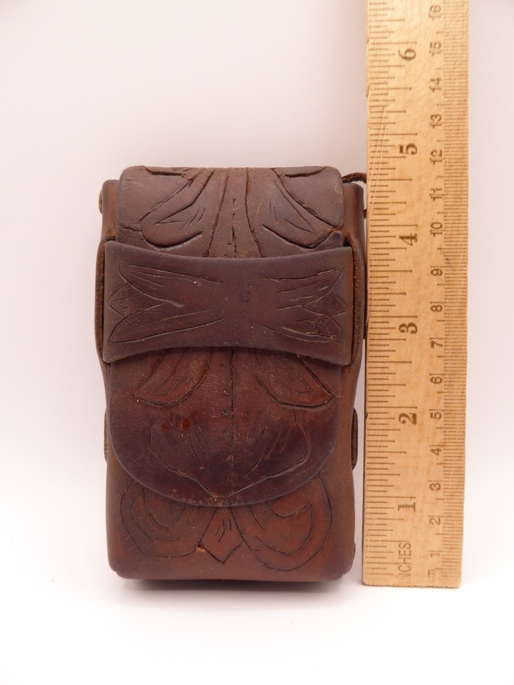 Vintage Hand Tooled Leather Cigarette Case Holder Handmade