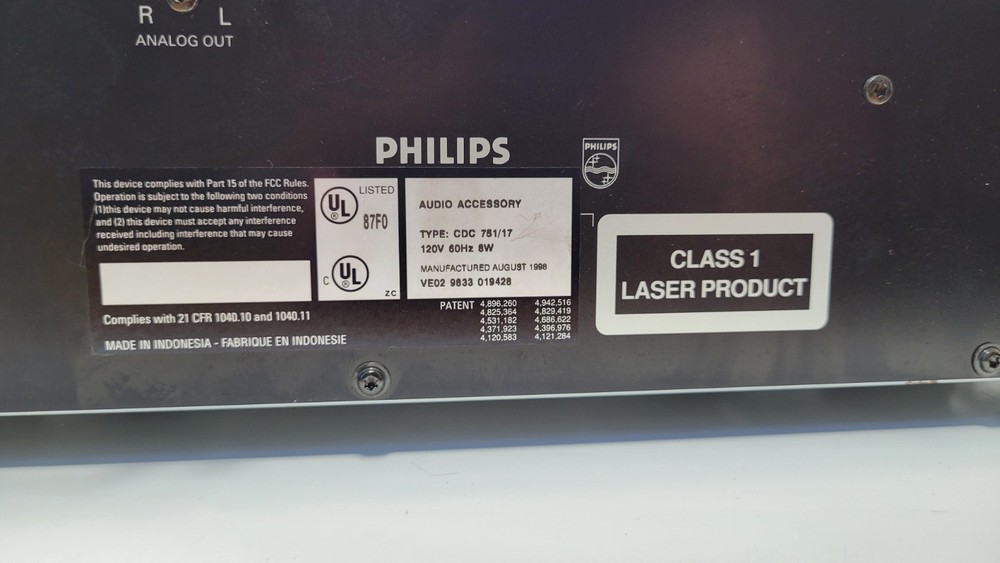 Philips CDC 751 Compact Disc Carousel Changer Tested Good Condition No Remote