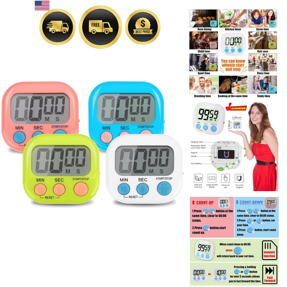 4-Piece Multi-Function Electronic Timer, Learning Management, Suitable for Ki...