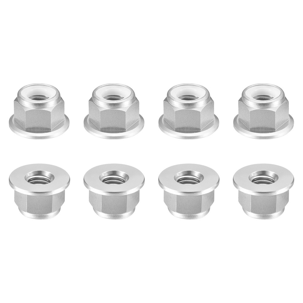 Nylon Insert Hex Lock Nuts, 8pcs - M8x1.25mm Self-Locking Nut(Silver)
