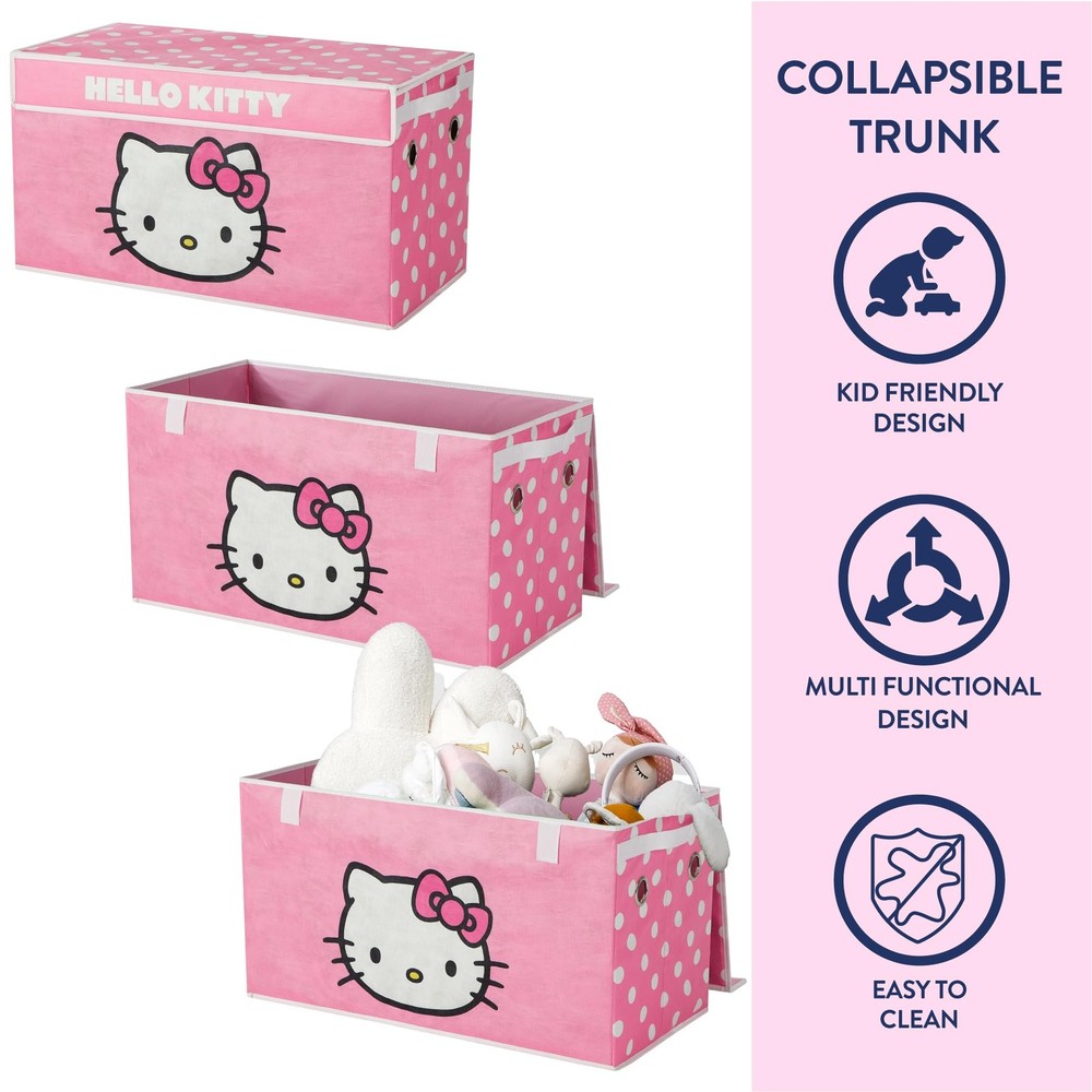 Storage Solution Set with Pop Up Hamper Collapsible Trunk and 2 Bins Hello Kitty