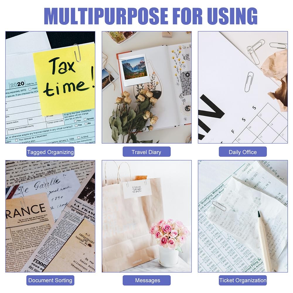 Assorted Paper Clips set 500 Pcs Silver Paperclips Large Medium S