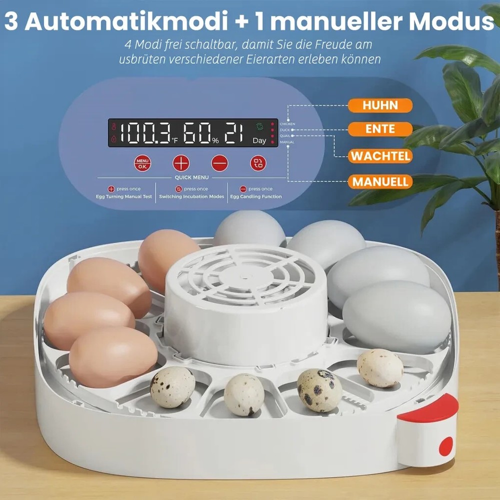 12/24 Egg Digital Incubators for Hatching Eggs 4 Modes w/ Automatic Egg Turning