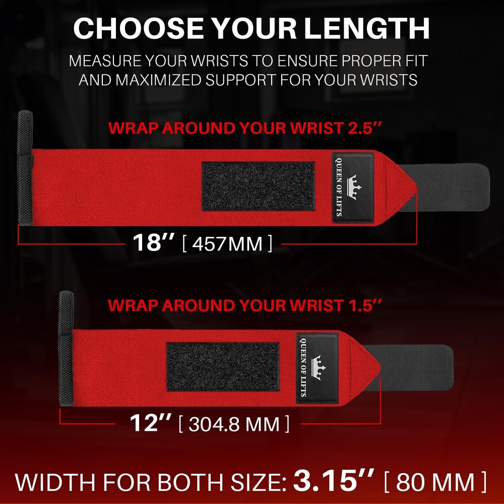 HeavyDuty Weightlifting Wrist Wraps with Thumb Loop for Powerlifting & Training