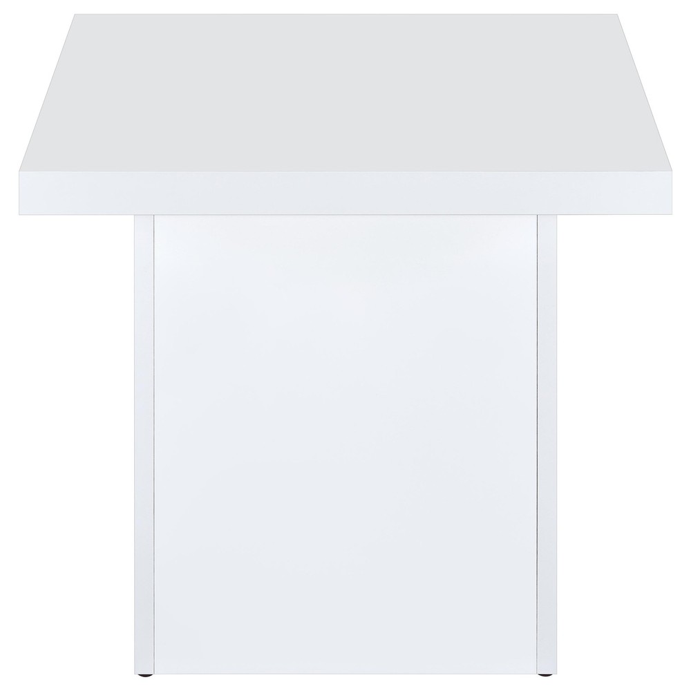 Coaster Devar Square Engineered Wood Side End Table in White High Gloss