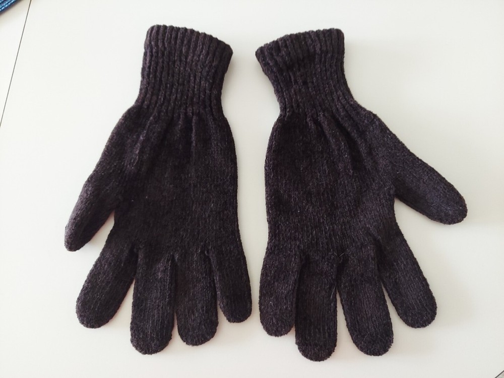 FLUFFY BROWN GLOVES SIZE L