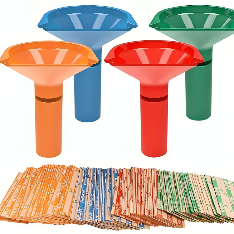 100 Assorted Flat Coin Wrappers-4 Coin Sorters Tubes-Penny,Nickel,Dime,Quarter