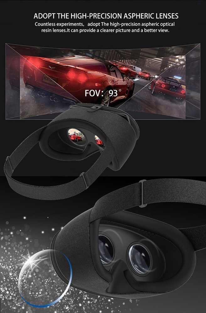 3D VR Headset Virtual Reality Glasses, Bluetooth Remote in Grey or Black