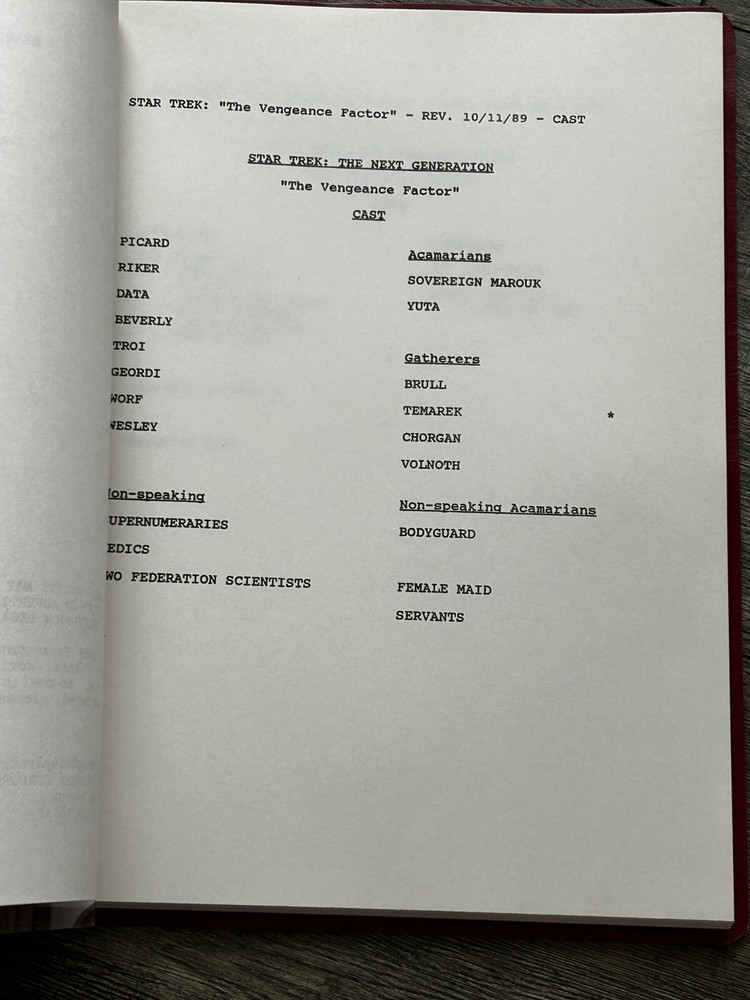STAR TREK Script The Next Generation The Vengeance Factor Final Draft Sept 1989