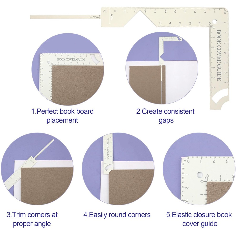 5-in-1 Book Cover Guide, Metal Bookbinding Tools DIY Binding Materials...