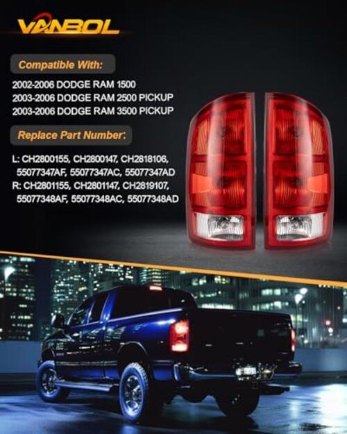 Tail Light Assembly Compatible with 2002-2006 Dodge Ram 1500 2003 Left & Right
