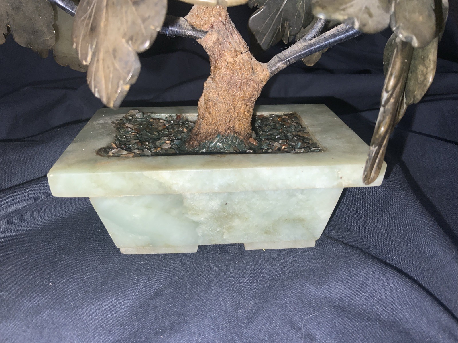 Vtg MCM Jade Agate Carnelian Quartz Large Bonsai Tree