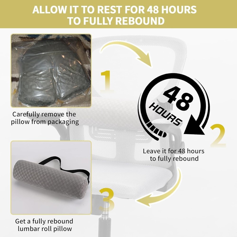 Ergonomic Lumbar Roll Pillow for Optimal Back Support, Size 11*4.3'' Light Grey