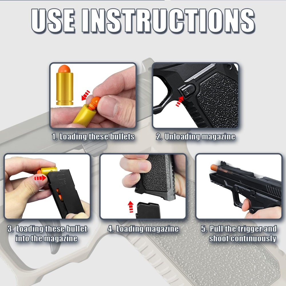 Toy Gun, Semi-Automatic Shell Ejecting Toy Gun Pistol Automatic Reloading for...