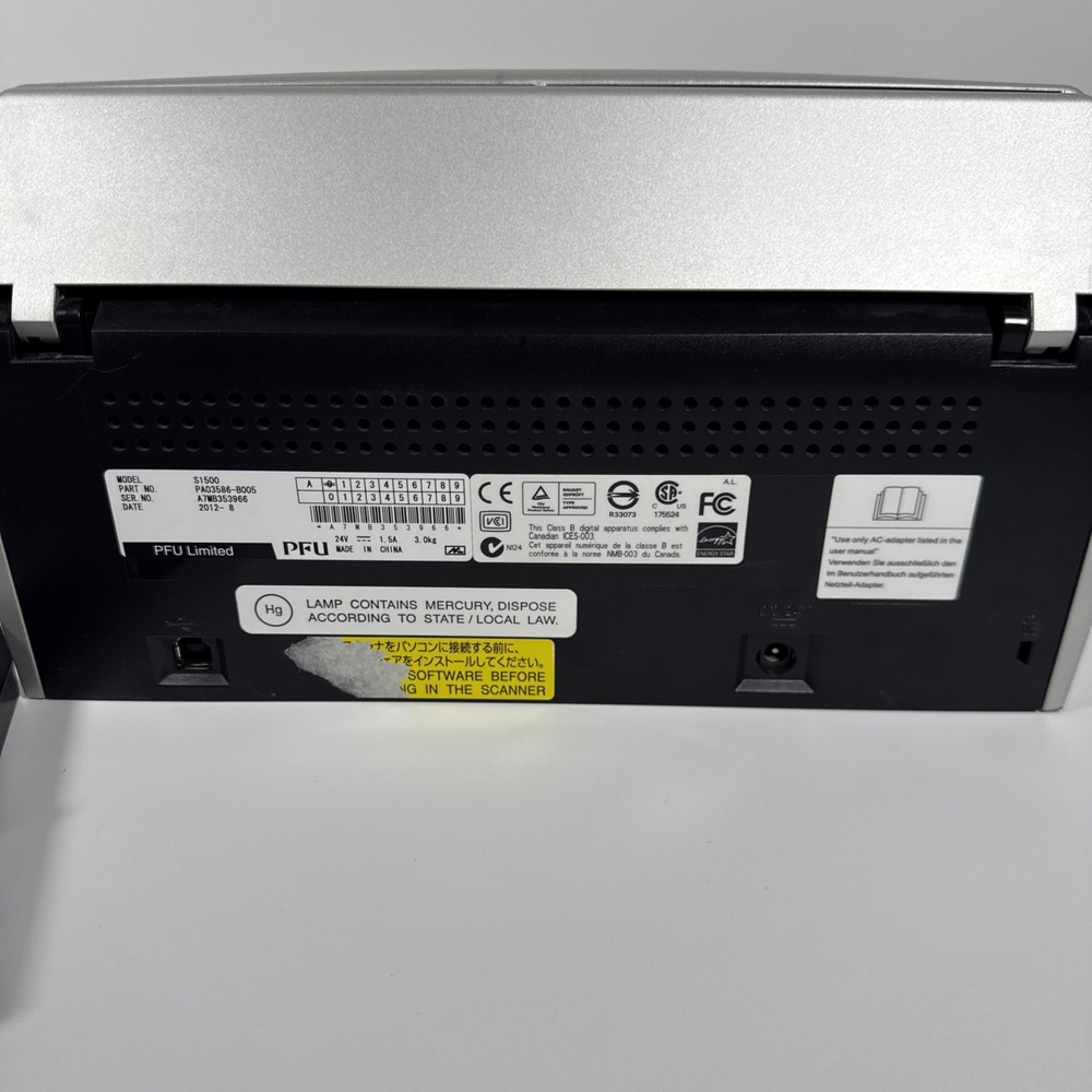 Fujitsu ScanSnap S1500 Duplex Document Sheetfed Scanner 600dpi USB A4 ADF