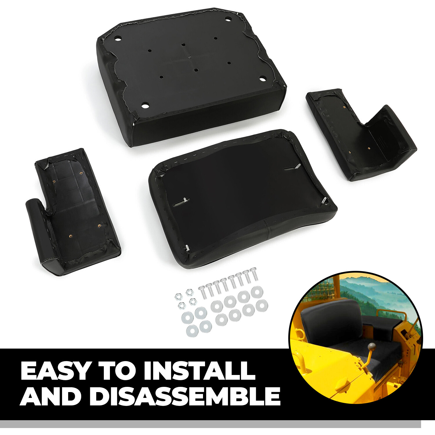 Fit John Deere Crawler 350 450 550 Seat Set（1 x Backrest+2 x Arm Rests+1 x Seat）