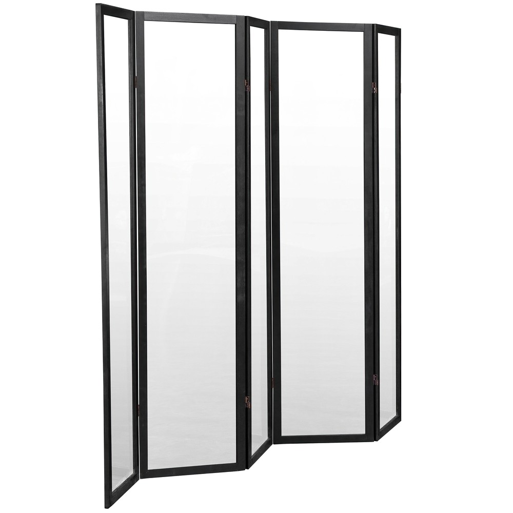 6 ft. Tall Clear Plastic Partition Black 5 Panel