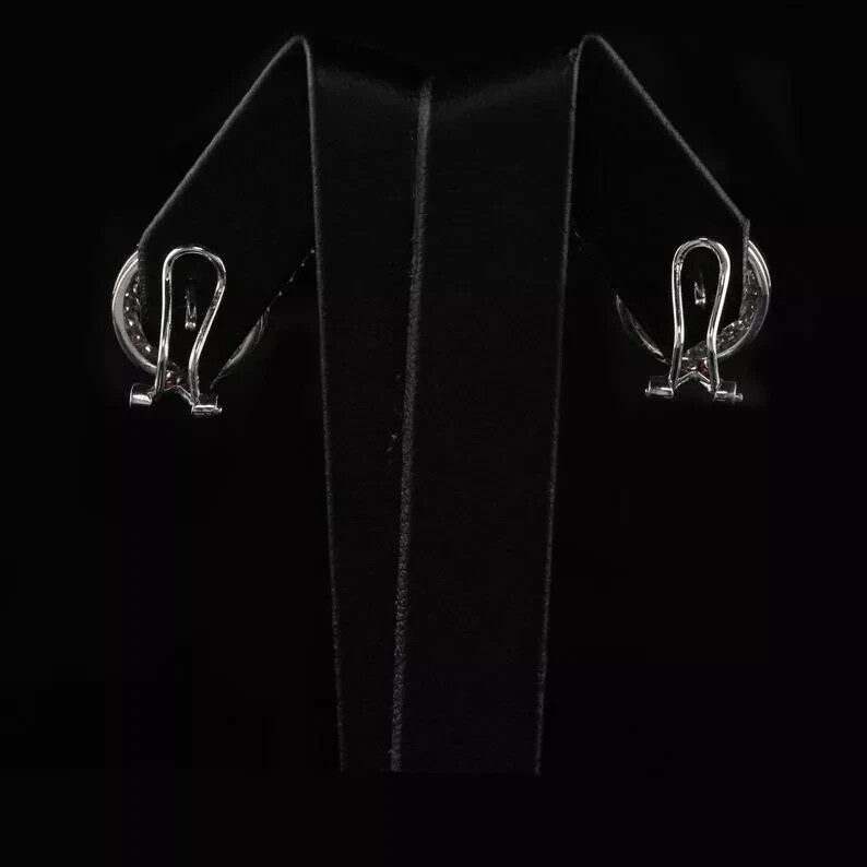Art Deco Style Round Lab Created Diamond & Ruby Stud Earring 14k White Gold FN