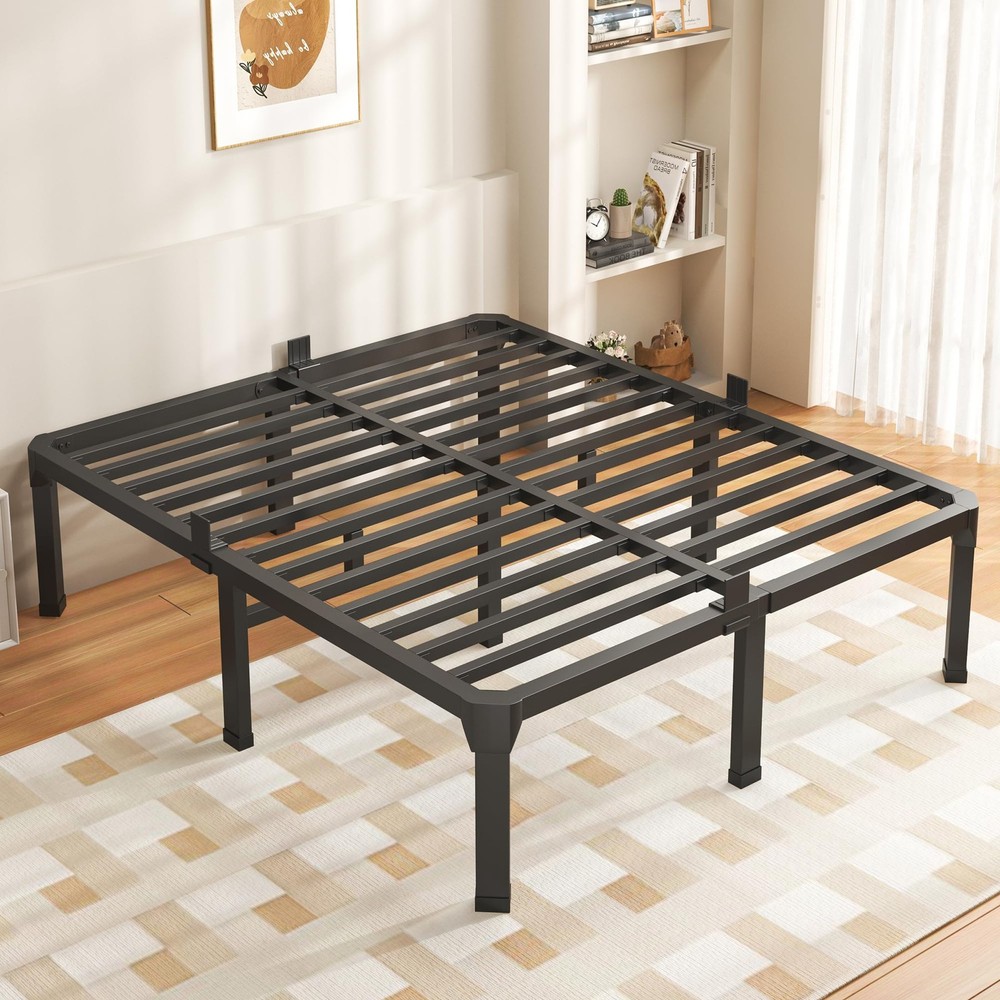 18 Inch Full Size Bed Frame with Mattress Slide Stopper - Double Black Basic ...