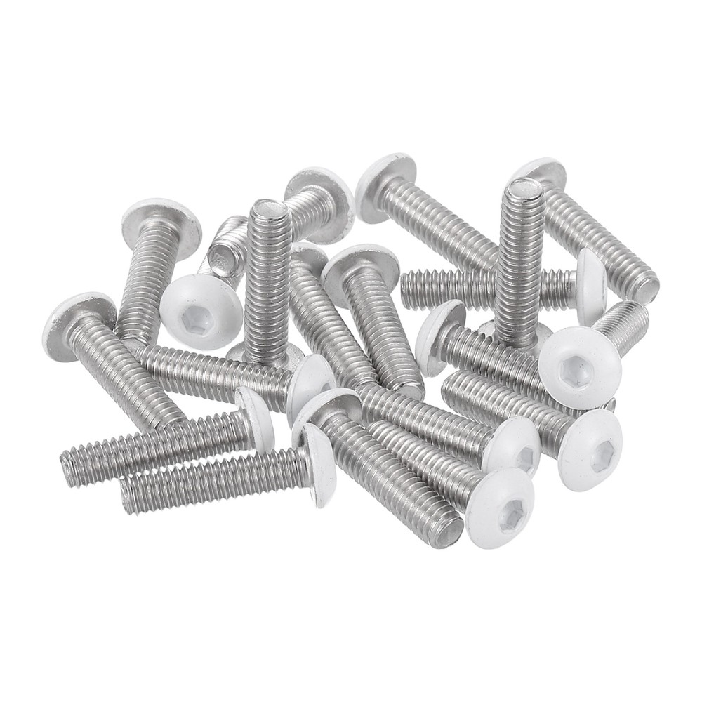 20 Pcs M4-0.7 x 16mm Button Head Socket Cap Screw Machine Screw, White