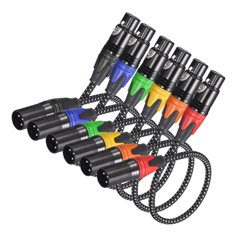 XLR Cables, 3ft 21AWG Microphone Cables XLR Speaker Patch Cables 3-Pin 6 Pcs