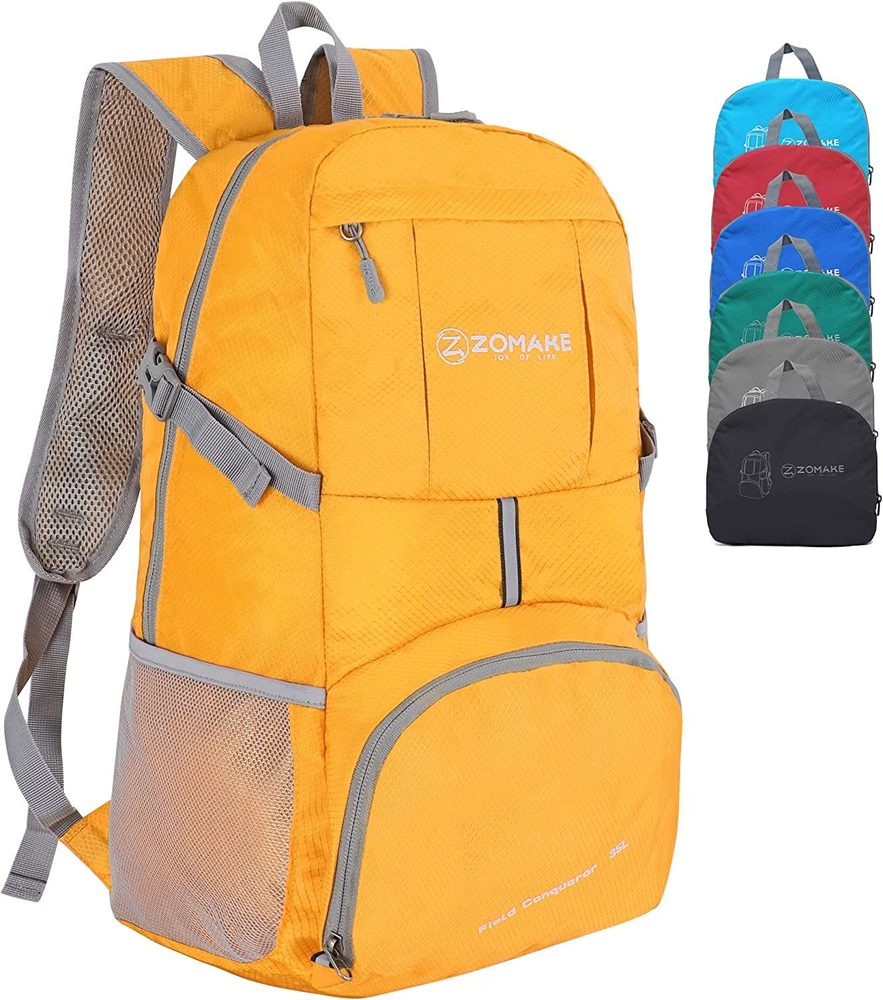 ZOMAKE Lightweight Packable Backpack 35L - Light Foldable Hiking 35 L, Yellow