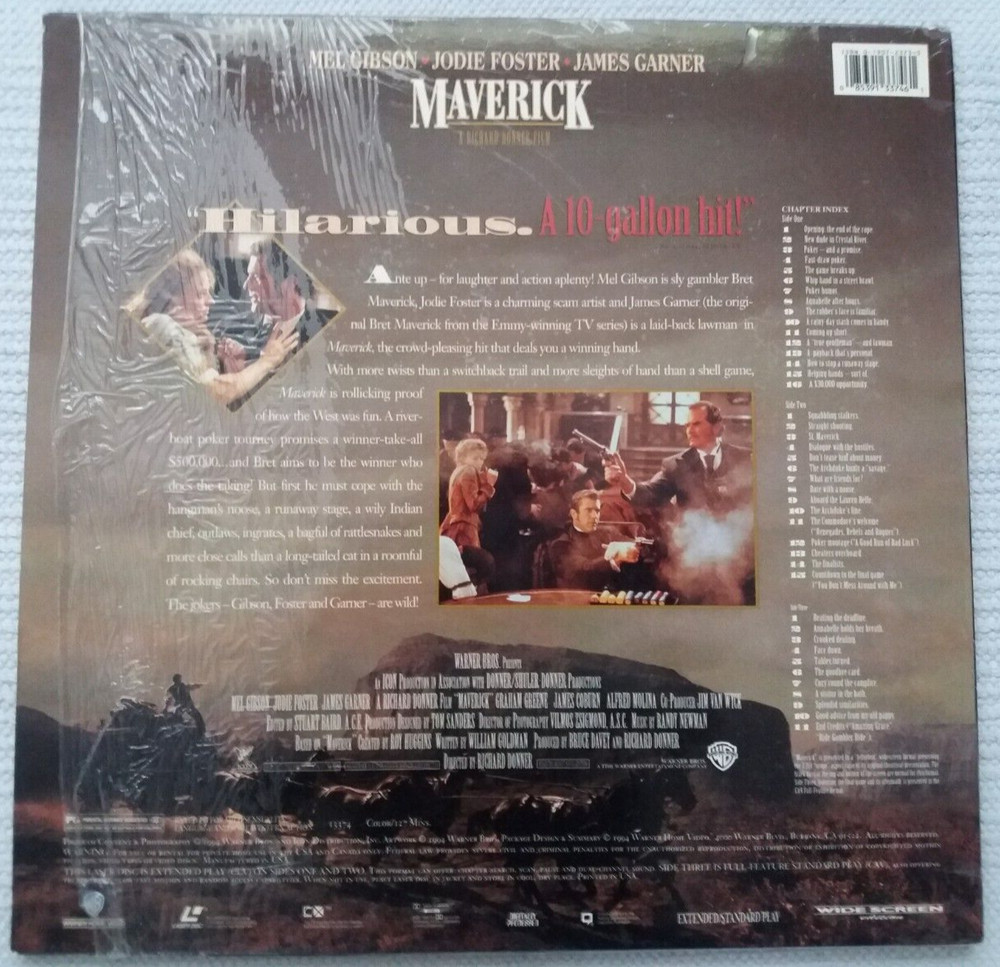 Maverick | US NTSC Laserdisc | 2 Disc Widescreen | Mel Gibson