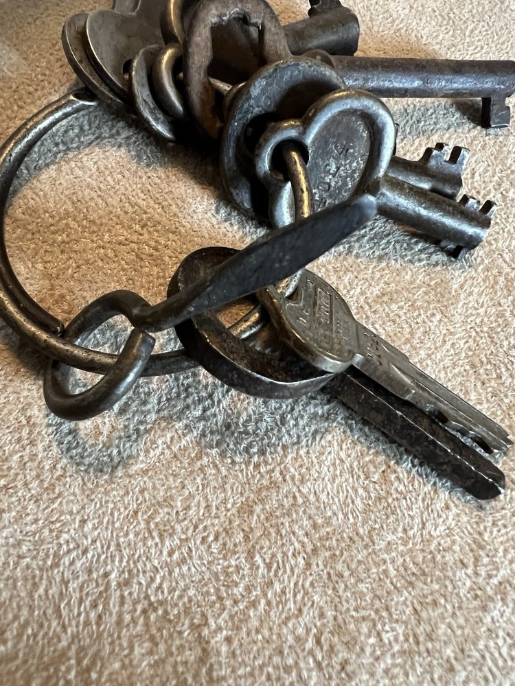 Vintage SKELETON KEYS & FLAT KEYS Assorted on Ring