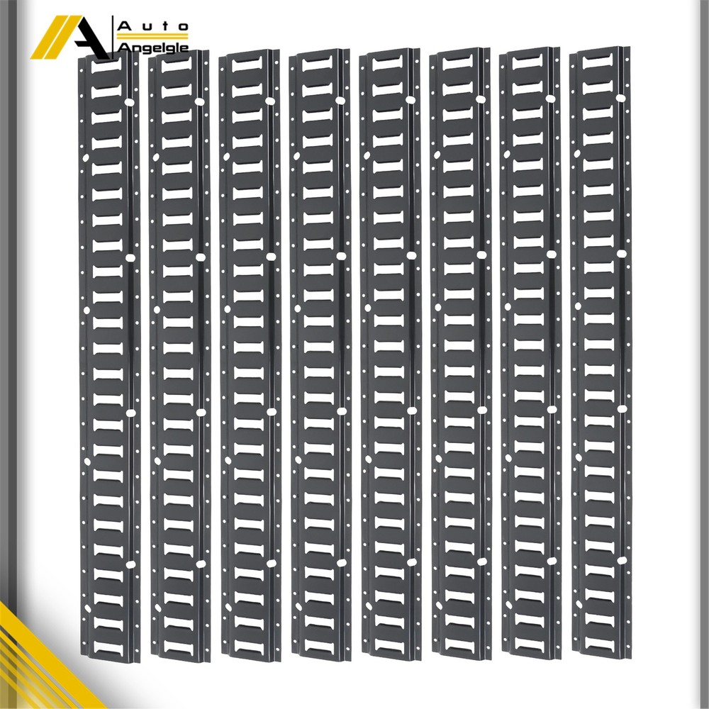 Powder Coated BLK E Track Kit 8 Pack 4' For Enclosed Cargo Trailer Van Tie Downs