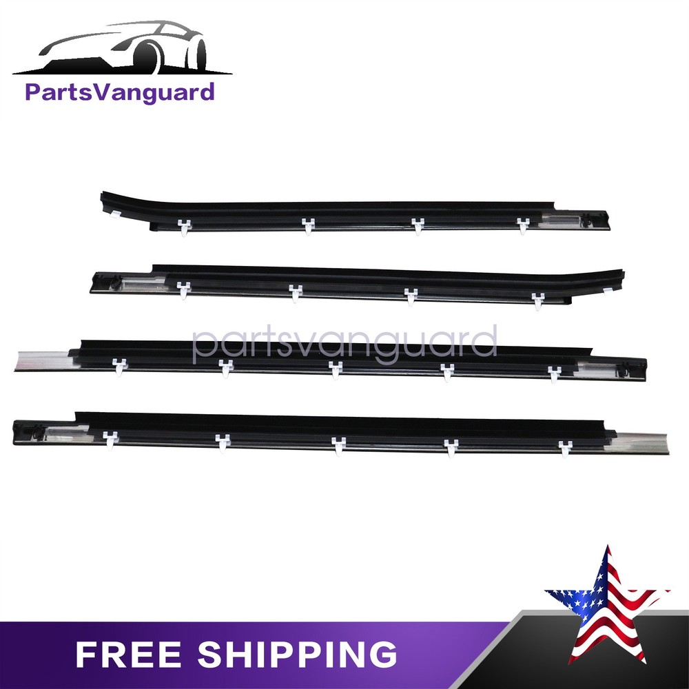 4Pcs Fit Toyota Sequoia 2001-2007 Double Cab Weatherstrip Outer Lower Window