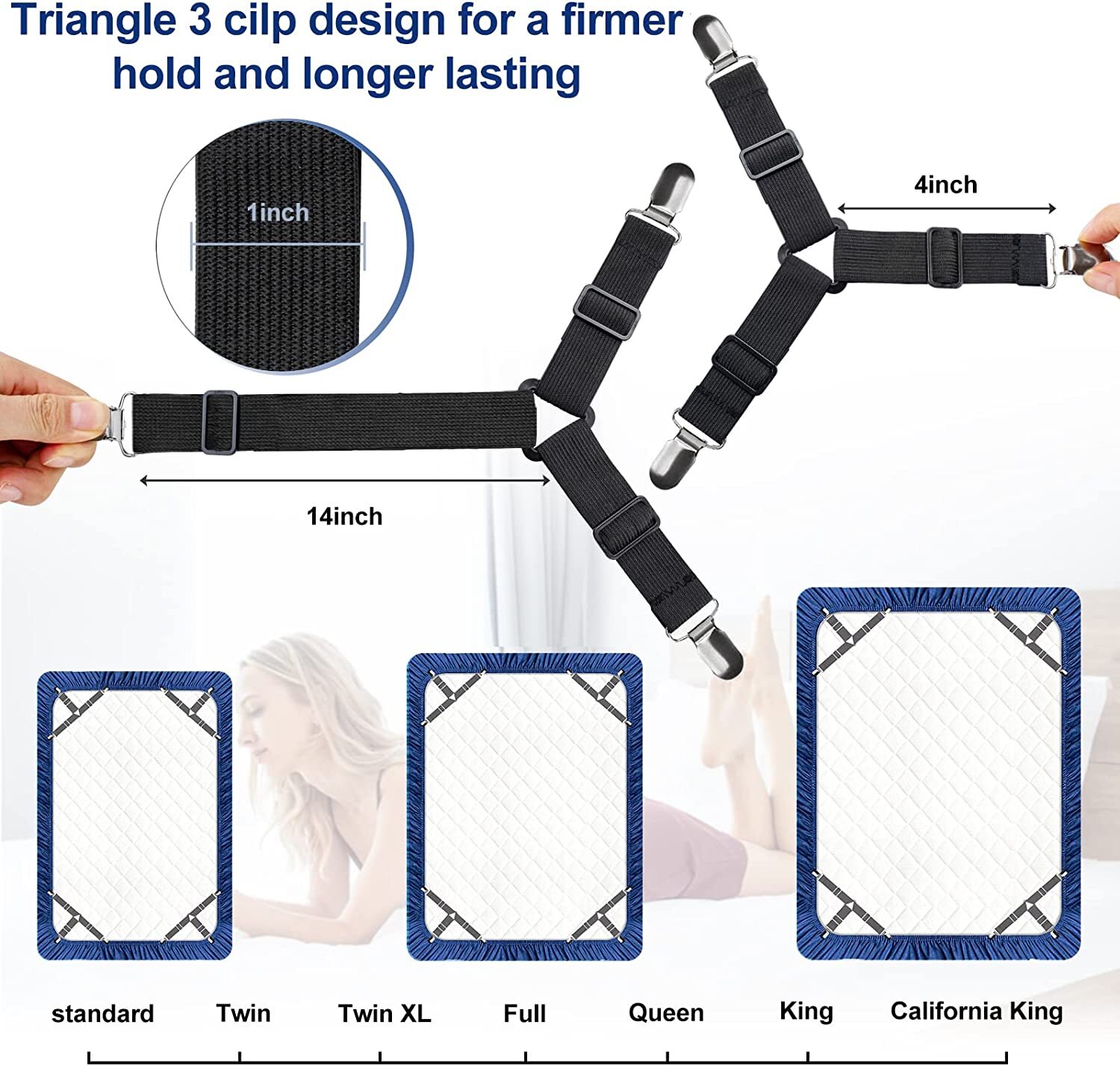 4-20x Triangle Fitted Sheet Strap Clips Grippers Mattress Bed Suspenders Holder