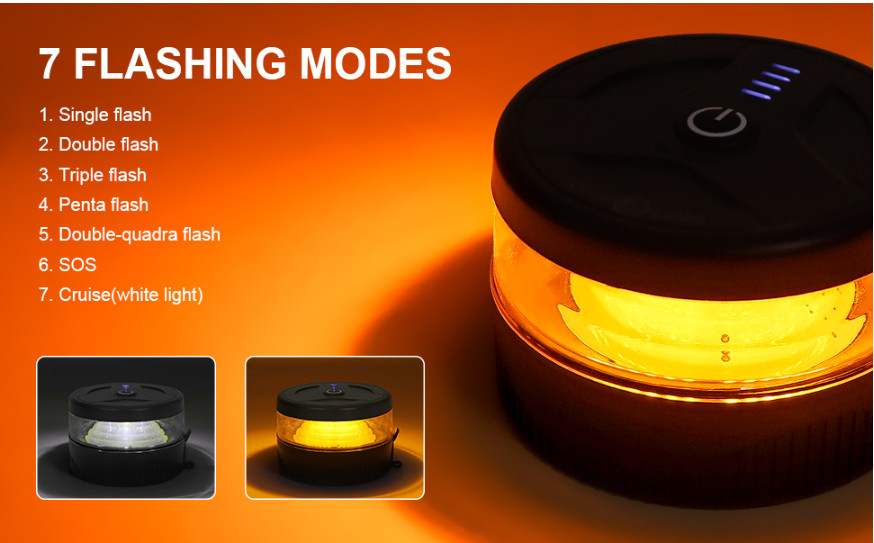 Magnetic Wireless Beacon LED Strobe Light USB-C Rechargeable Warning IP67