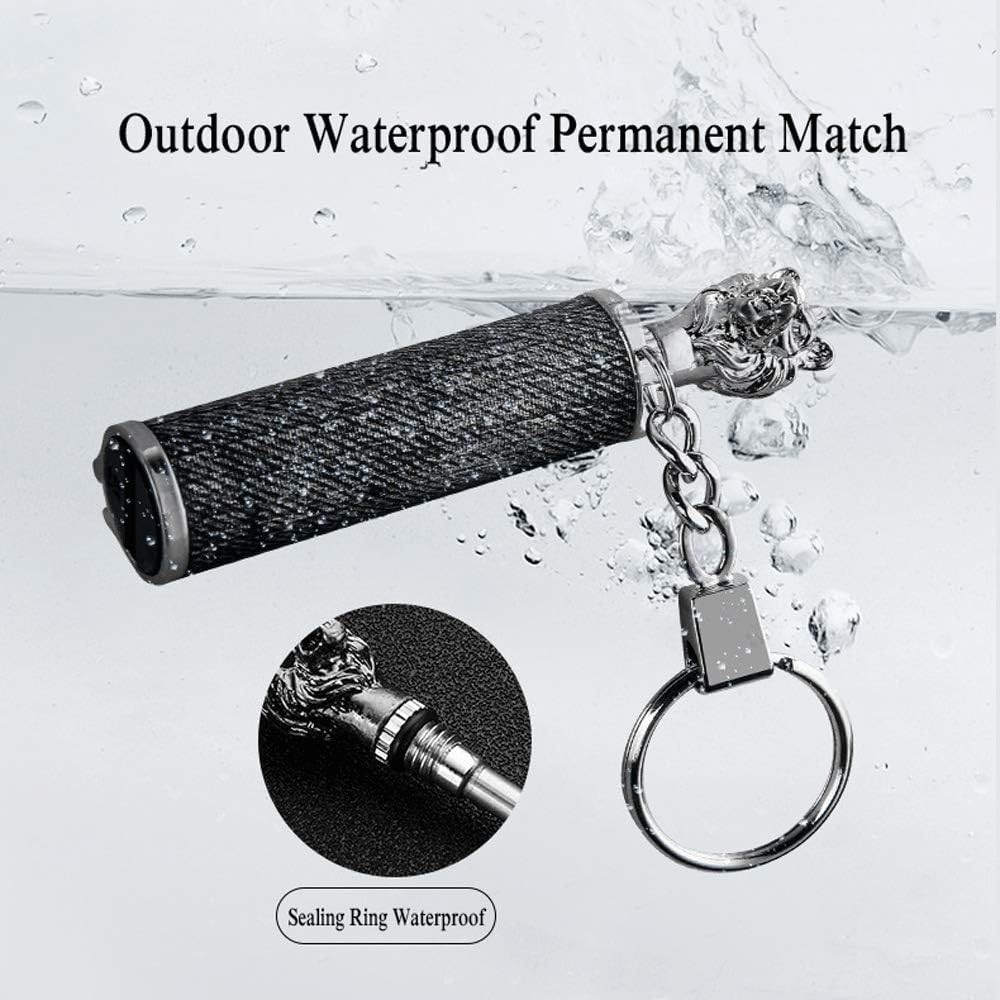 Permanent Match Keychain Lighter, Flint Matchstick Fire Starter Lighter,...