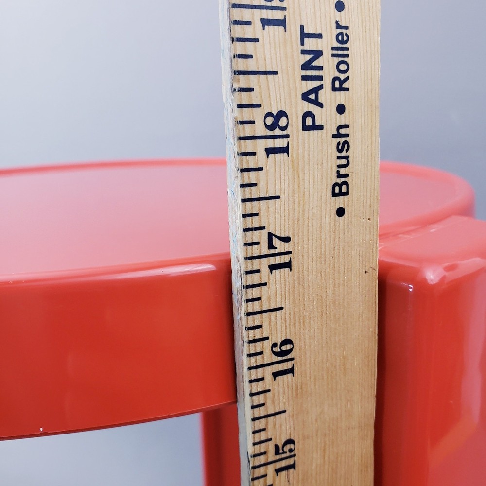 Vintage 1970s Orange Mod Three-Leg Plastic Side Table Space Age