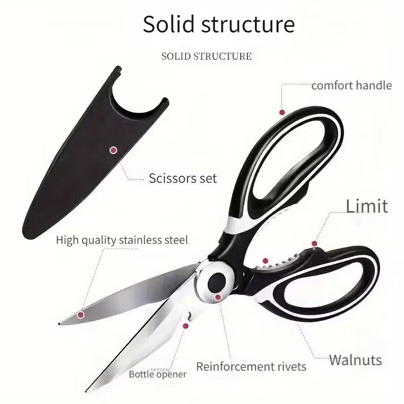 2× Heavy Duty Kitchen Shears Stainless Steel Kitchen Scissors Ultra Sharp Multi
