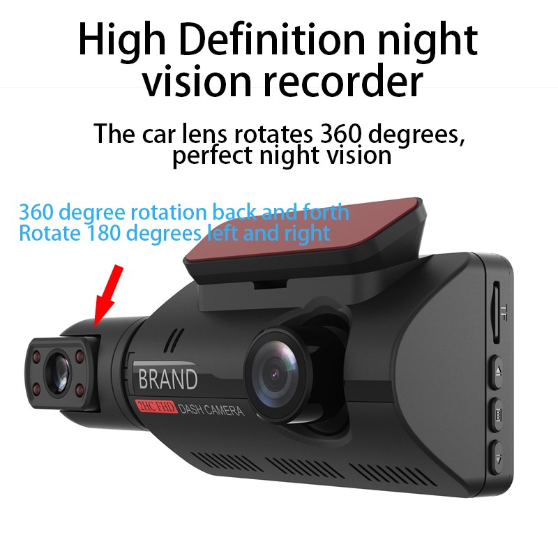 3 inch Car DVR G-sensor Front+Inside Camera Driving Video Recorder Touch Screen